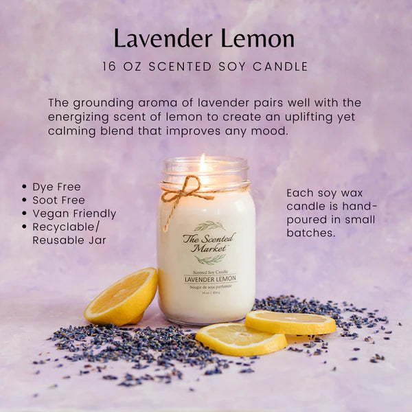 Lavender Lemon Soy Wax Candle (16 oz)