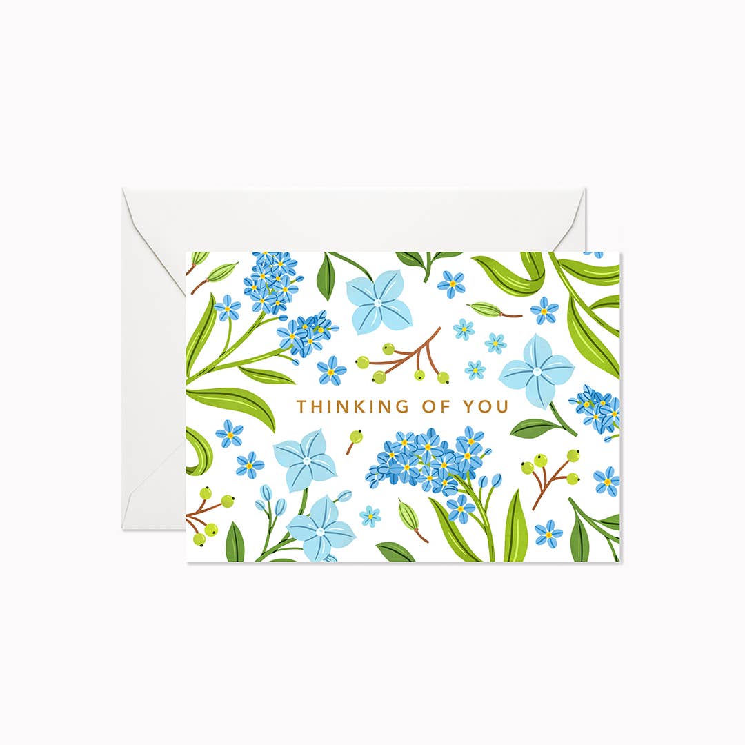 Blue Floral Thinking of You Mini Card
