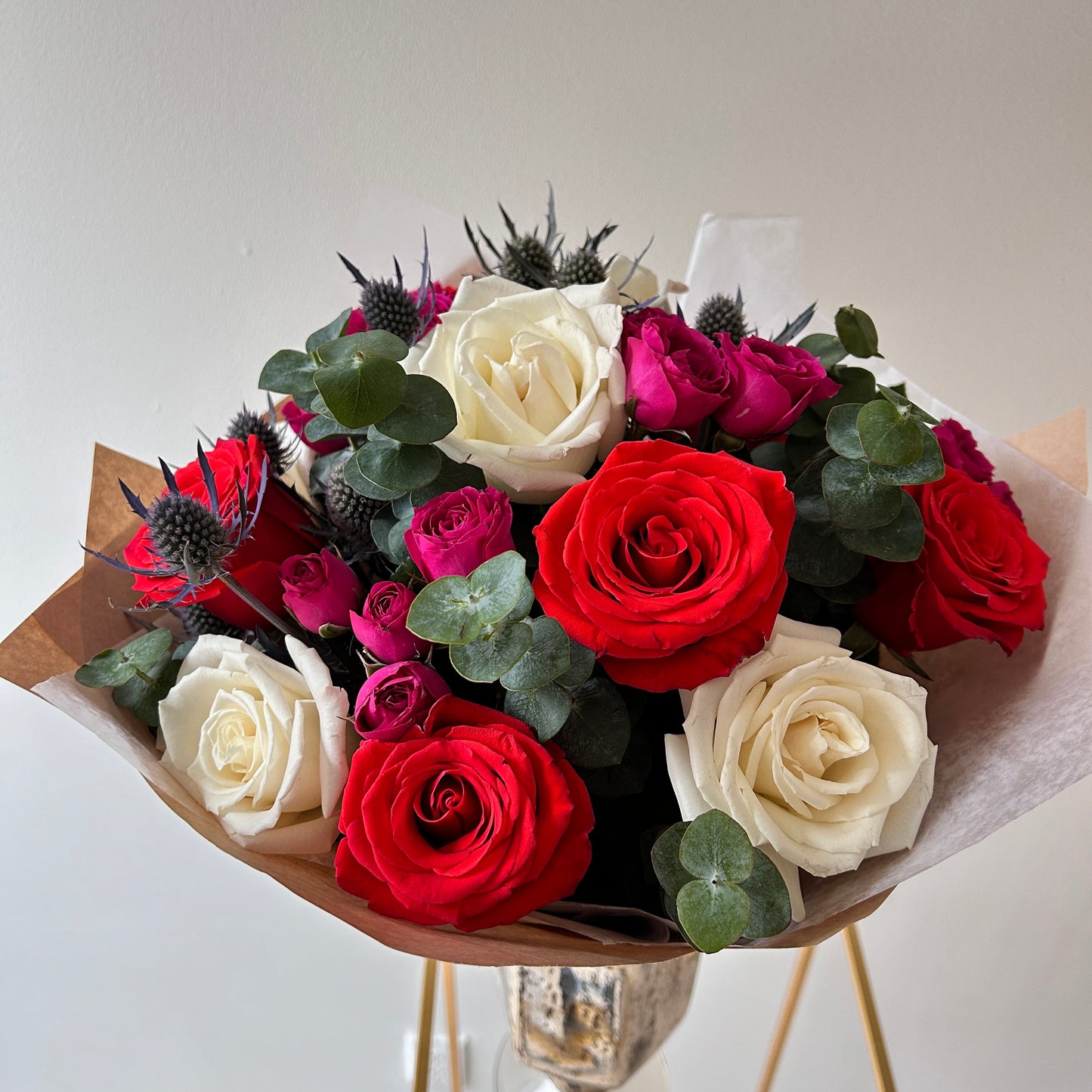 Berry Cherry - Red and White Rose Bouquet